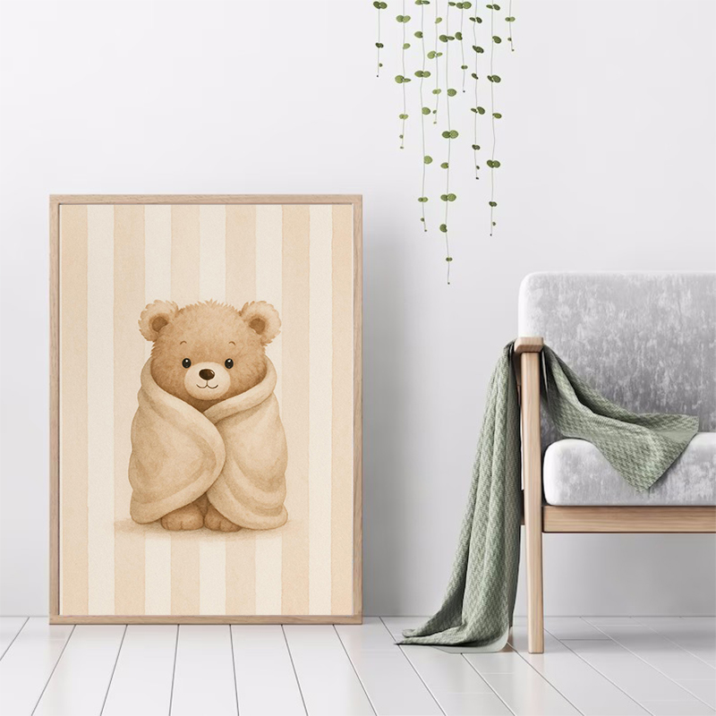 Panda Garis Biru dengan Bambu  - Badminton Poster ulasan dan harga