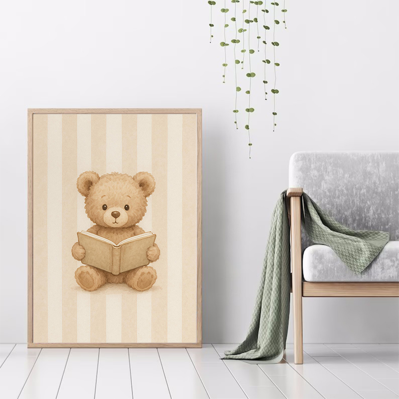 Panda Garis Biru dengan Bambu  - Badminton Poster ulasan dan harga